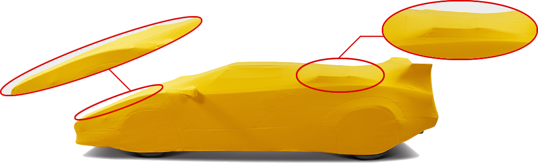 特徴的なフェンダーラインやダクトの見え方にも拘り設計