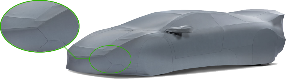 しっかりとバンパーサイドやヘッドライトまで表現